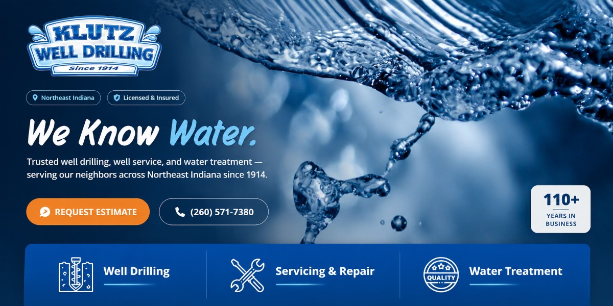 Klutz Well Drilling website screenshot